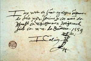 Autographe de Jean Calvin (22 décembre 1559)