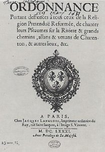 Défense de chanter les psaumes 1681