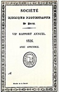 Société Biblique Protestante (couverture du Rapport annuel