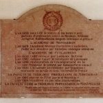 Plaque dans la Faculté de Théologie de Montpellier (34).