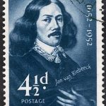 Timbre représentant Jan van Riebeeck, fondateur de la ville du Cap en 1652