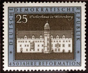 Timbre représentant la maison de Luther à Wittenberg