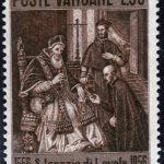 Timbre : Paul III approuvant la fondation de la Compagnie de Jésus