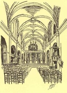 Temple des Carmes, Montauban (82), dessin d'Hélène Malvy Sylvestre