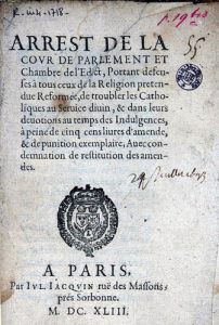 Défense de troubler les catholiques dans leurs dévotions (1643)