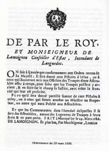 Ordonnance de Basville, mars 1686