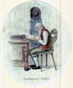 Gravure représentant un anabaptiste suisse, fin XVIII<sup>e</sup> siècle