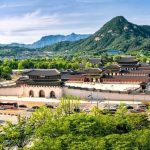 Panoramic of Gyeongbokgung palace and the Blue House , Seoul, South Korea