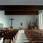 Vue intérieure sur le choeur et l’orgue – temple de Royan